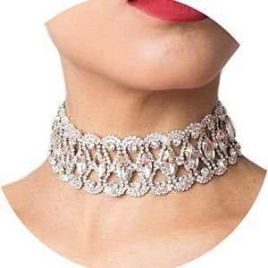 Yokawe Crystal Choker Necklace Gold Sparkly Rhinestone Necklaces